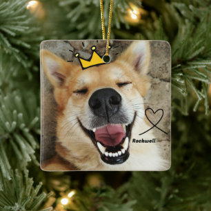 Ornamento De Cerâmica Pet Fotografia Personalizada E Cão De Nome