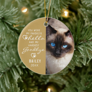 Ornamento De Cerâmica Pet Loss Sympathy Cat Memorial Photo Keepsaee