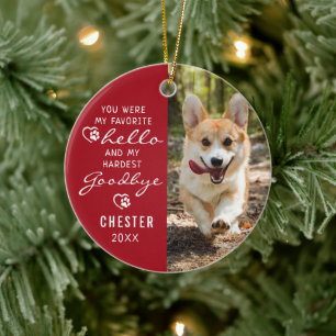 Ornamento De Cerâmica Pet Loss Sympathy Dog Memorial Photo Keepsaee