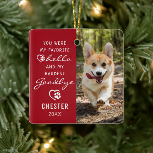 Ornamento De Cerâmica Pet Loss Sympathy Dog Memorial Photo Keepsaee