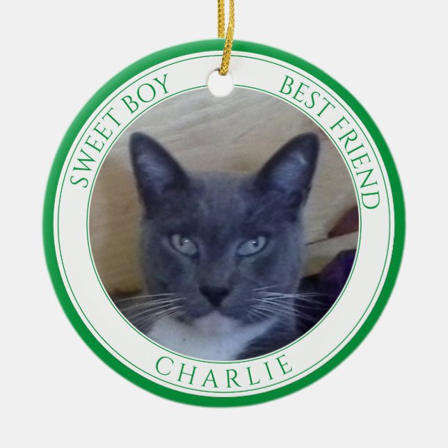 Ornamento De Cerâmica PET LOVE Cerâmica Circular Ornamento + Texto / Ver (Frente)