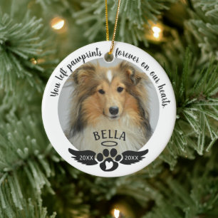 Ornamento De Cerâmica Pet Memorial Foto Pawprint Coração Personalizada C