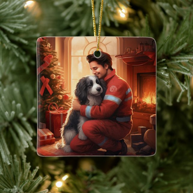 Ornamento De Cerâmica Pet Memorial Ornament, Papillon Dog Mãe Gift (Árvore)