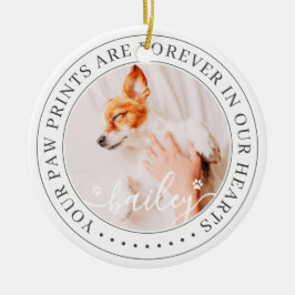 Ornamento De Cerâmica Pet Memorial Paw Imprime Foto Chic Elegante Para C