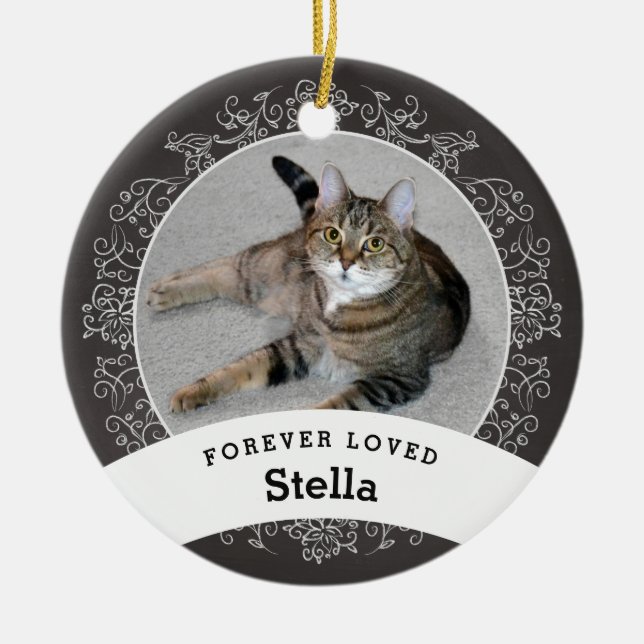 Ornamento De Cerâmica Pet Memorial Personalizado Chalkboard Adicionar Fo (Frente)