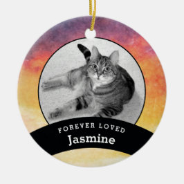 Ornamento De Cerâmica Pet Memorial Personalizado Watercolor Adicionar Fo