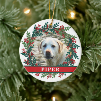 Ornamento De Cerâmica Pet Personalizado Foto de Fora de Natal Cerâmica