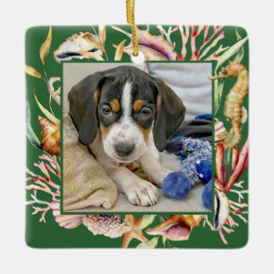 Ornamento De Cerâmica Pet Photo Beach, Natal personalizado