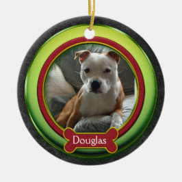 Ornamento De Cerâmica Pet Photo Ornament Red Christmas
