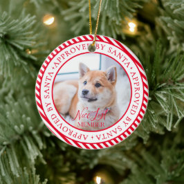 Ornamento De Cerâmica Pet Photo Papai noel Nice List Member