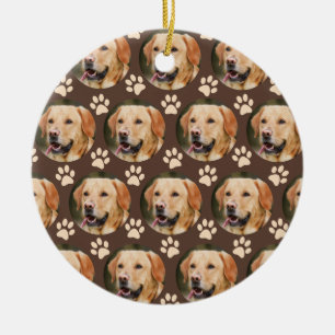 Ornamento De Cerâmica Pet Photo Pattern Dog Brown