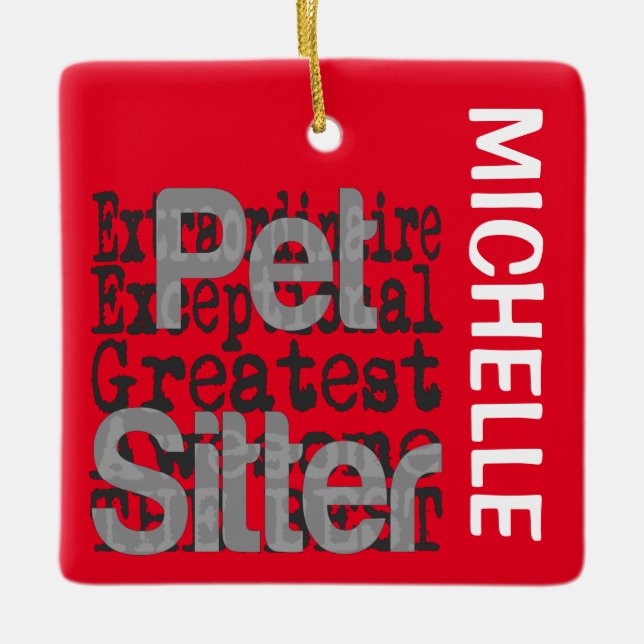Ornamento De Cerâmica Pet Sitter Extraordinaire PERSONALIZADO (Frente)