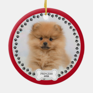 Ornamento De Cerâmica Pet Two Photo Christmas Personalizado