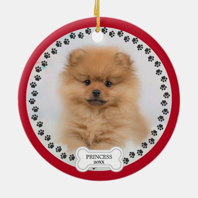 Ornamento De Cerâmica Pet Two Photo Christmas Personalizado (Traseira)