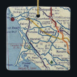 Ornamento De Cerâmica Petaluma CA<br><div class="desc">Ornamento do mapa de colheita da Petaluma California com Bodega e Tomales Bay.</div>