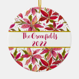 Ornamento De Cerâmica Petite Poinsettias Personalizável Ornaço Cerâmico