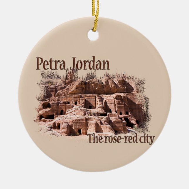 Ornamento De Cerâmica Petra: Cidade Vermelha Rosa (Frente)