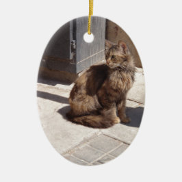 Ornamento De Cerâmica Petra Gato Persa de Cabelo Longo