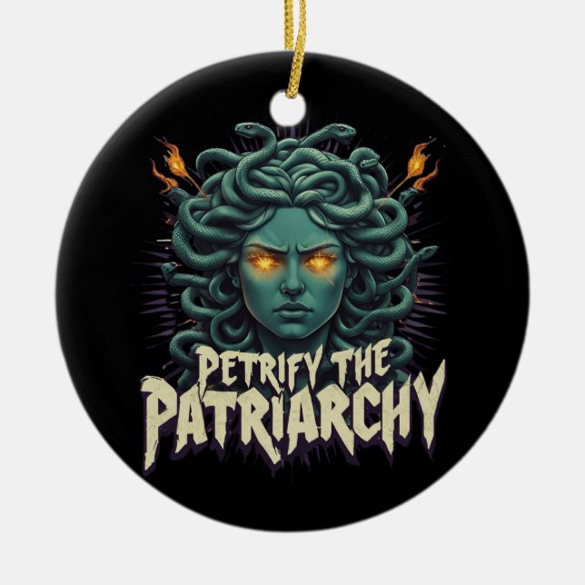 Ornamento De Cerâmica Petrificar o Patriarcado Medusa Empoderamento (Frente)