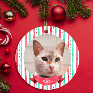 Ornamento De Cerâmica Pets 2 Ornament Watercolor Peppermint