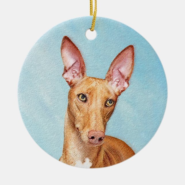 Ornamento De Cerâmica Pharaoh Hound Painting - Arte Cachorra Original (Frente)