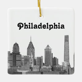Ornamento De Cerâmica Philadelphia Skyline Etch