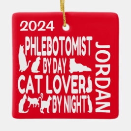 Ornamento De Cerâmica Phlebotomist ama gatos PERSONALIZADOS