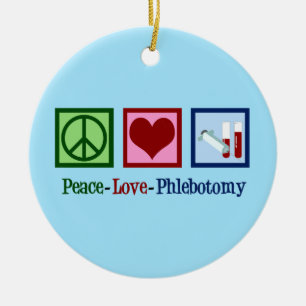 Ornamento De Cerâmica Phlebotomy Peace Love