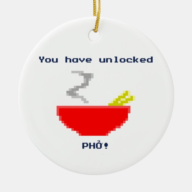 Ornamento De Cerâmica Pho de 8 bits (Frente)