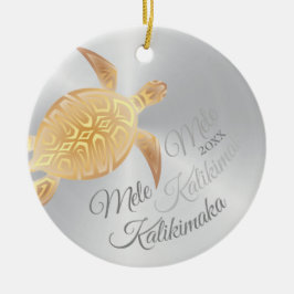 Ornamento De Cerâmica PHOTO Dourada Turtle | Mele Kalikimaka |