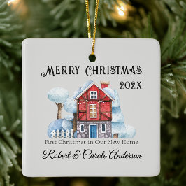 Ornamento De Cerâmica Photo First Christmas in Our New Home