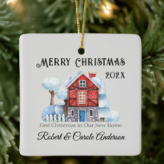 Ornamento De Cerâmica Photo First Christmas in Our New Home