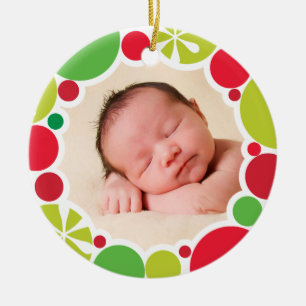 Ornamento De Cerâmica PHOTO HOLIDAY DECOR, coroa estria brilhante colori