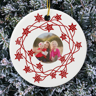 Ornamento De Cerâmica Photo Star Wreath Scandinavian