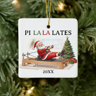 Ornamento De Cerâmica Pi La La Lates Papai Noel Engraçado de Pilates Nat