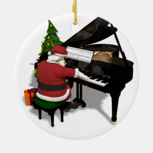 Ornamento De Cerâmica Piano de Reprodução do Papai Noel