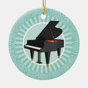 Ornamento De Cerâmica Piano Diversão Turquoise Swirl Music