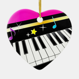 Ornamento De Cerâmica Piano em um coração
