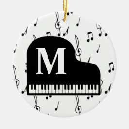 Ornamento De Cerâmica Piano Grande Música Nota Monograma Pianista Pianis