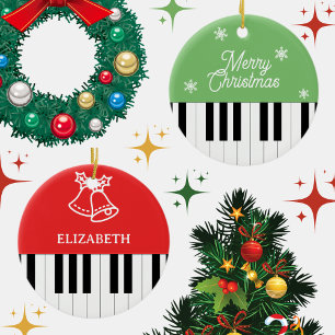 Ornamento De Cerâmica Piano Key Jingle Bell Feliz Natal Verde