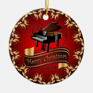 Ornamento De Cerâmica Piano ~ Rolar Musical ~ Feliz Natal ~ * ~