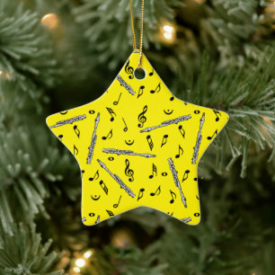 Ornamento De Cerâmica Piccolo Music Note Pattern