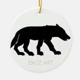 Ornamento De Cerâmica Picked Wolf Cutout