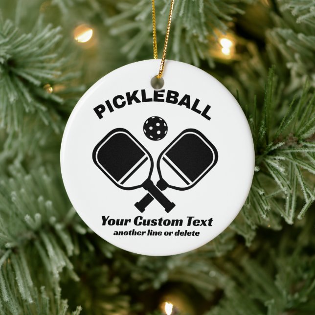 Ornamento De Cerâmica Pickleball Club Pickleball Paddle & Ball Personali (Árvore)