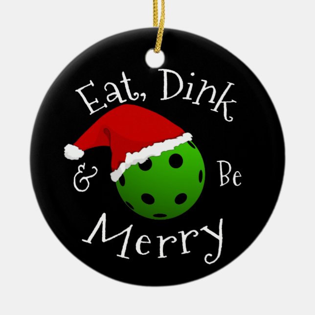 Ornamento De Cerâmica Pickleball de Natal (Frente)