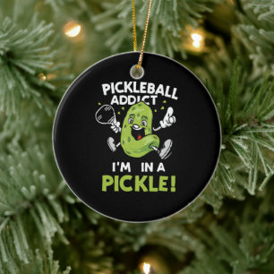 Ornamento De Cerâmica Pickleball-Engraçado