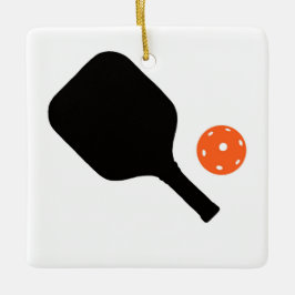 Ornamento De Cerâmica Pickleball paddle & orange ball