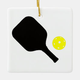 Ornamento De Cerâmica Pickleball paddle & yellow ball