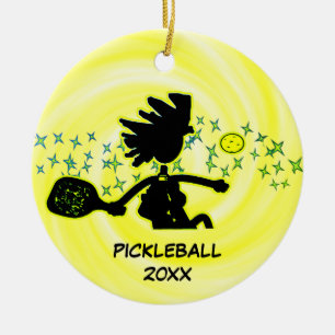 Ornamento De Cerâmica Pickleball Peace Paddle Prosper Ornament