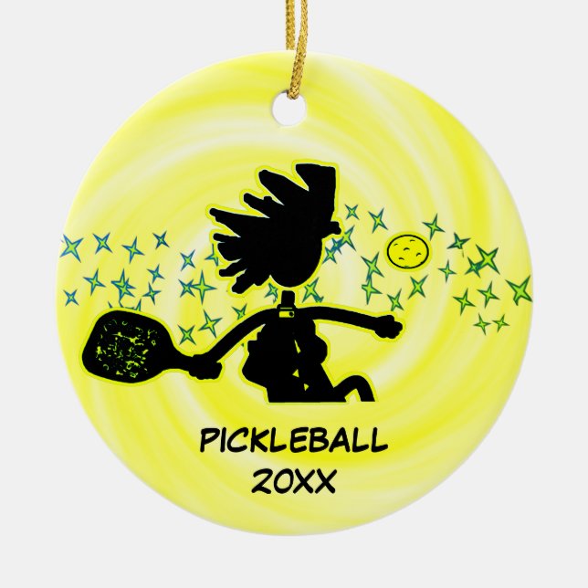 Ornamento De Cerâmica Pickleball Peace Paddle Prosper Ornament (Frente)